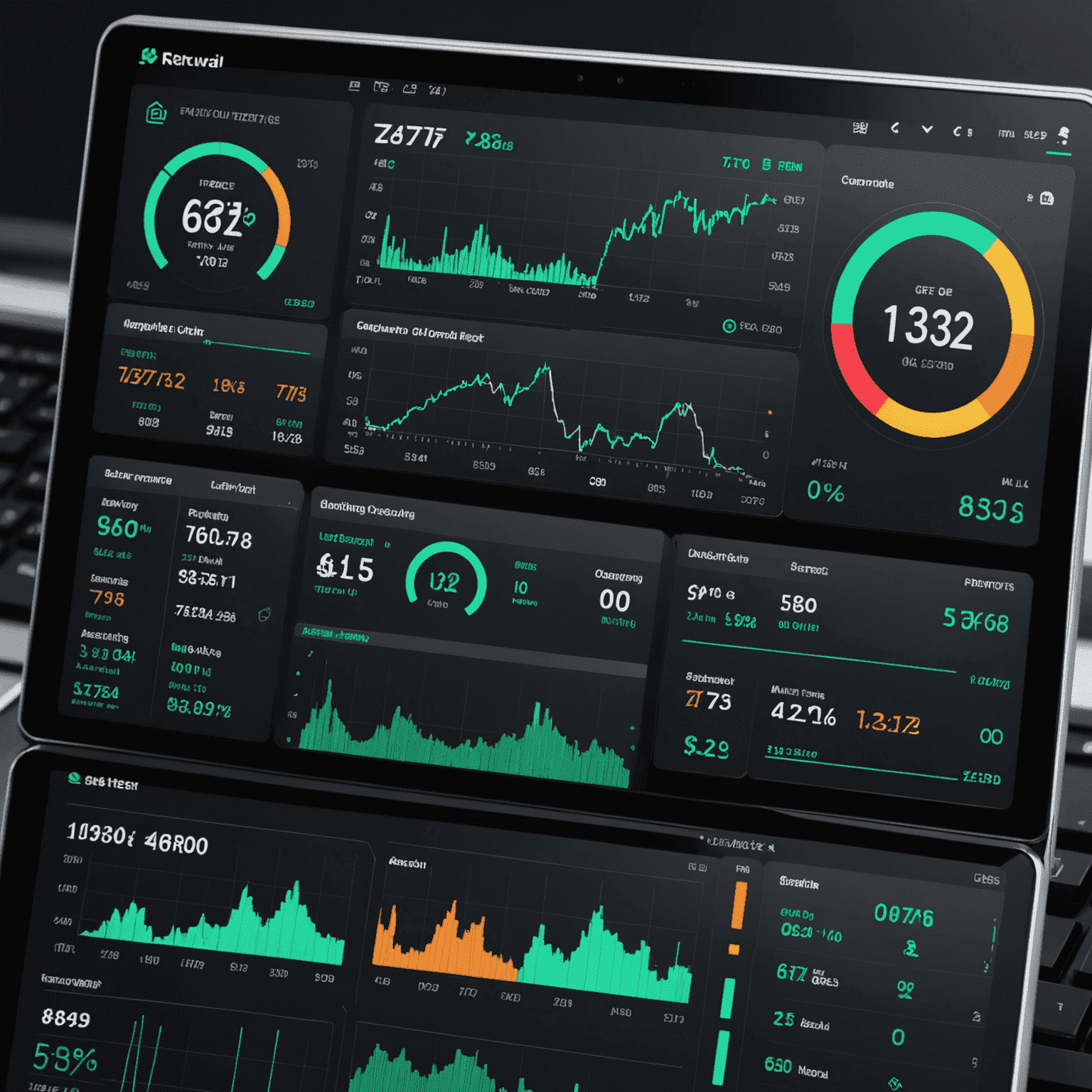 A futuristic dashboard displaying real-time oil price charts, automated trading algorithms, and profit graphs