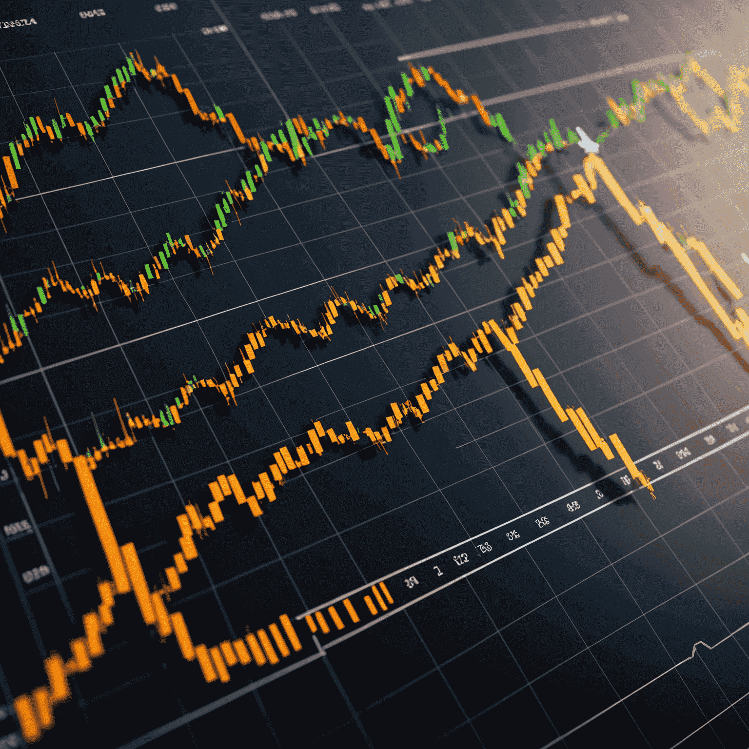 Illustration of oil futures trading chart with upward and downward trends